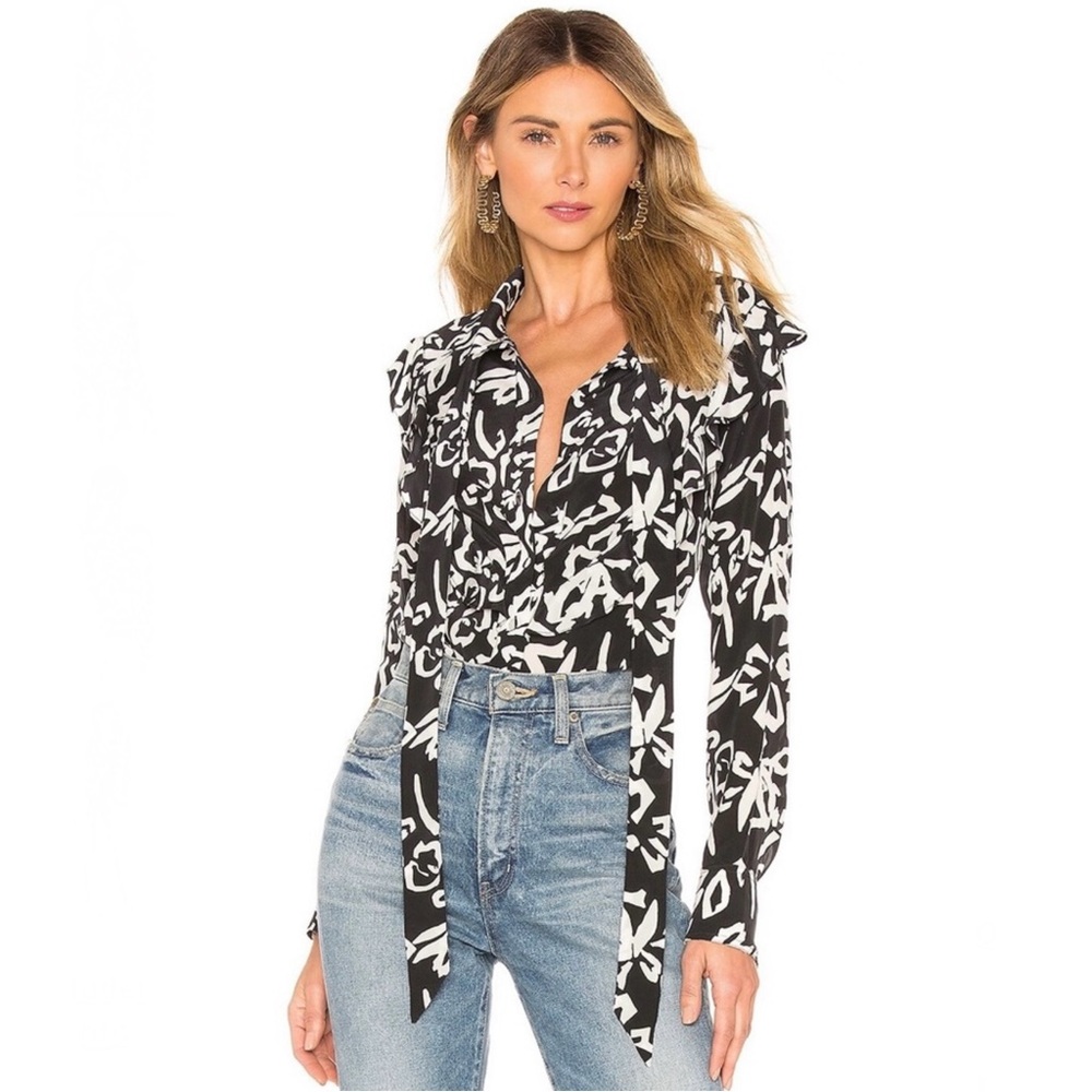 TANYA TAYLOR REVOLVE PRINTED SILK SHIRT